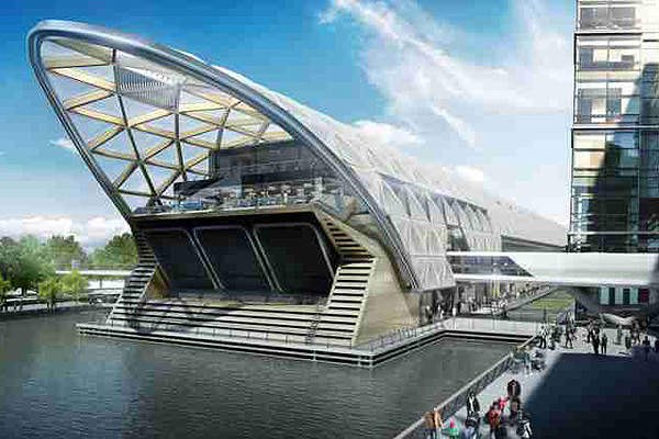 Exterior concept view of Canary Wharf Crossrail station